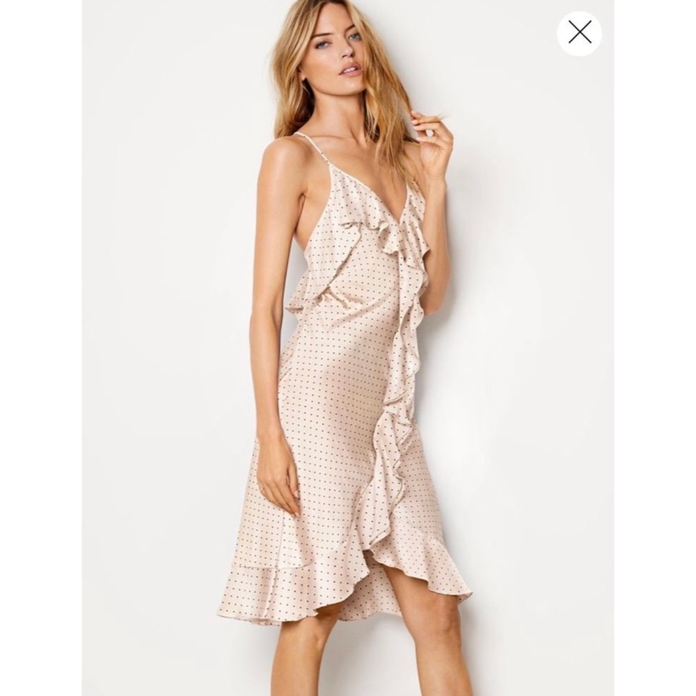 Victoria’s Secret Silk Ruffle Polka Dot Slip Dress